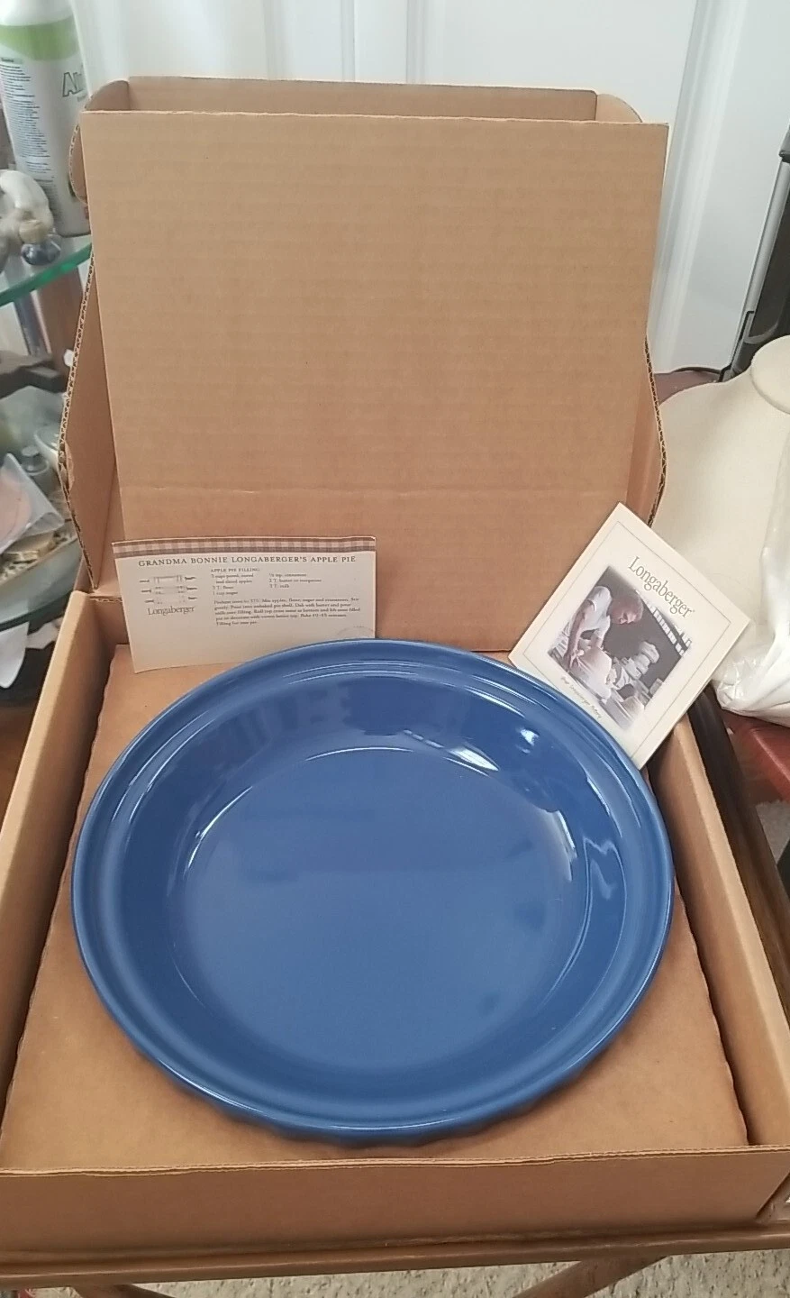 LONGABERGER 30245 GRANDMA BONNIE'S PIE PLATE CORNFLOWER BLUE 10" DEEP DISH