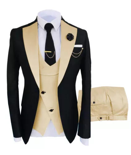 Men Suits 3Pieces Notch Lapel Formal Blazer+Vest+Pants Groomsmen Tuxedo Wedding
