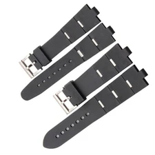 Watch Bands Compatible With BVLGARI Soft Rubber Replacement Wrist Strap BLACK