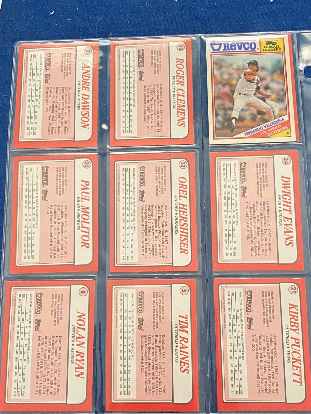 1988 Revco Topps League Leaders, Lot of 10 cards including Clemens, Boggs etc.