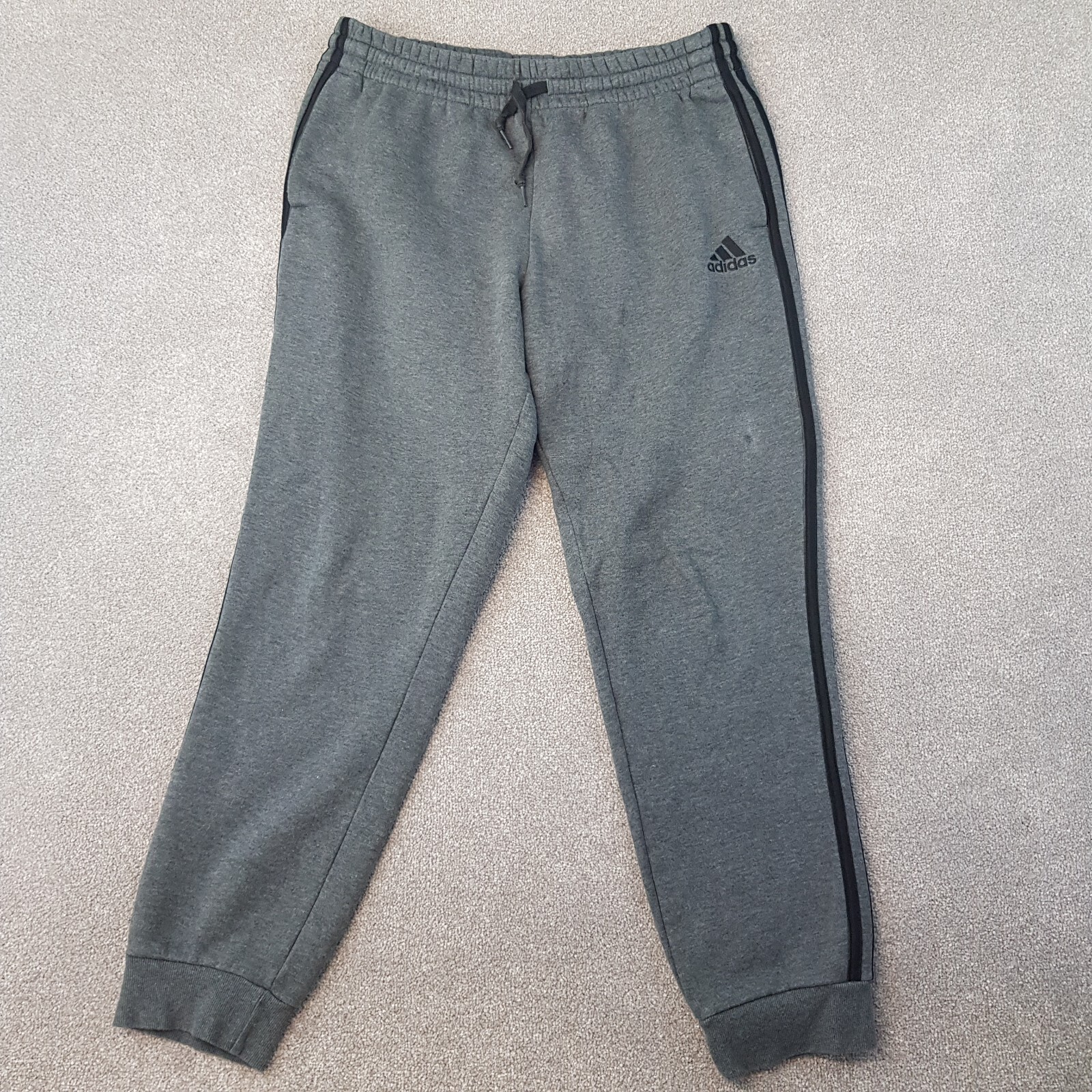 Adidas Mens Joggers Large Grey Tracksuit Bottoms Sweatpants Tapered