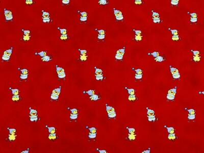 Baumwollstoff kleine Entlein ab 0,5m rot Dekostoff Enten Entenstoff dän. Design