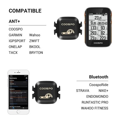 COOSPO BK467 Trittfrequenz- und Geschwindigkeitssensor ANT Rennrad für Wahoo