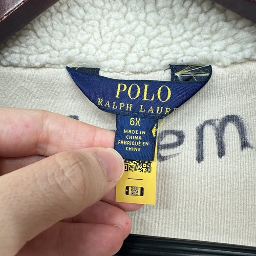 Polo Ralph Lauren Jacket Girls 6X Cream Sherpa Fur Zippered Coat Teddy Bear - Picture 7 of 14