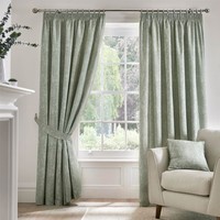 Pencil Pleat Curtains 100% Cotton Aveline by D & D in Green