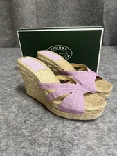 Stubbs Wooton Sandals Womens 11 Lavender Grace Espadrilles Wedges Rib Open Toe