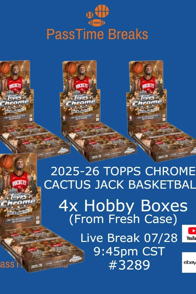 2025-26 TOPPS CHROME CACTUS JACK BASKETBALL - 4x Hobby Box LIVE BREAK 3289
