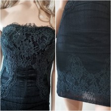 🆓US🛃  Dolce&Gabbana lace trimmed tulle corset black dress IT 38