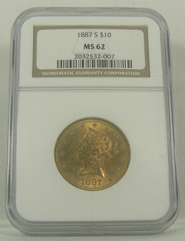 1887-S $10 Liberty Head Gold Eagle - NGC MS 62