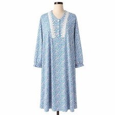 Vintage Handmade Floral Lace Maxi Nightgown Size XL Blue Cottagecore Prairie