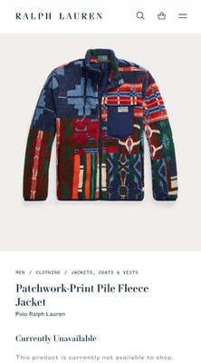 NWT MSRP $368 Polo Country Polo RL Patchwork-Print Pile Fleece Jacket RARE Med.