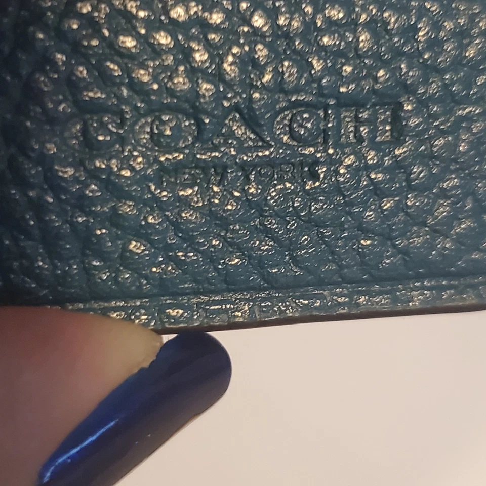 Coach Teal Crossbody Bag With Double Zipper Closure & Strap - Image 4 of 4