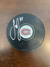 Sam Montembeault Autographed Montreal Canadiens Puck