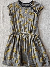 Tea Collection Girls Gray Yellow Lions Knit Dress Size 6 Preowned