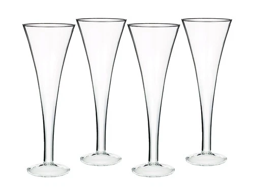 Vintage Waterford Marquis Crystal Clear Champagne Hollow Stem Trumpet Flute pair