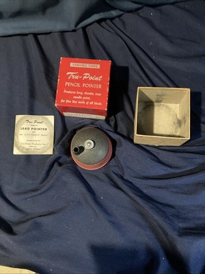 Vintage Tru-Point Pencil Pointer Lead Pencil Sharpener w/ Box & Instructions