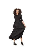 Adeppt Black Maxi Dress Sz 2XL Gothic Minimalist Modern Kaftan Modest Grunge
