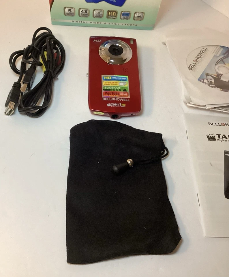 BELL & HOWELL TAKE 1 HD 5MP DIGITAL VIDEO & STILL CAMERA 16GB CARD BOX TESTED EX - Image 3 of 4