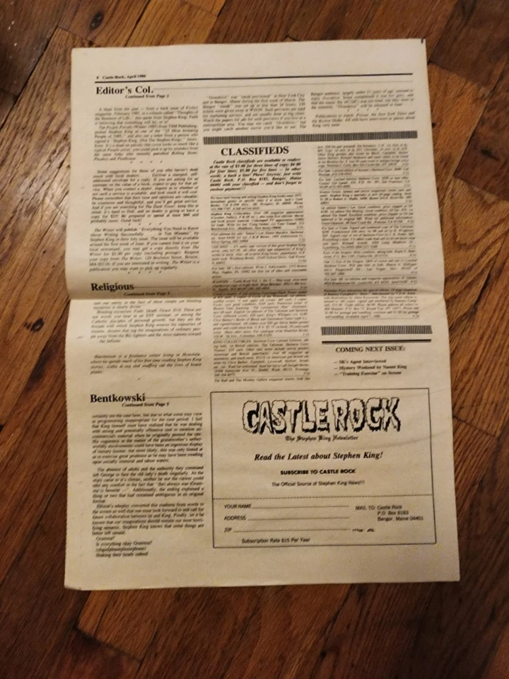 Castle Rock Stephen King Newsletter Vol 2 No 4 - Image 2 of 2