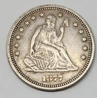1877 United States Seated Liberty Quarter Dollar Silver Coin