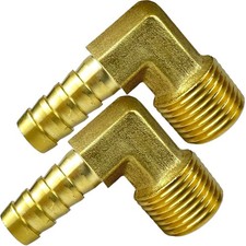 2pcs Brass 90 Degree Elbow 3/8" Hose Barb x NPT Male,