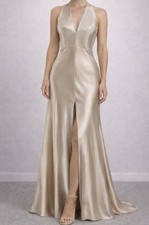 Jenny Yoo Collection Satin Gown Size 4 Champagne Formal Dress