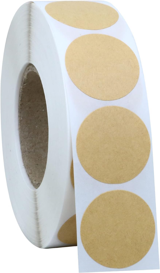 1000PCS Kraft Circle Stickers Dot Stickers, 1 Inch round Blank Garage ...
