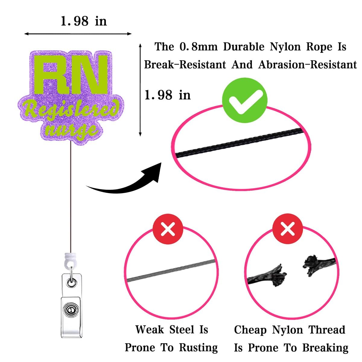 как выглядит RN Registered Nurse Badge Reel Retractable Funny Purple Badge Holder Doctor Heal фото