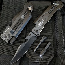 EDC SprinG Assisted LED Multifunction Folding Pocket Knife Survival MULTI-TOOL -