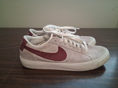 Nike SB Zoom Blazer Low Gray Maroon Suede Sneakers 864347-169 2017 Men's Size 7