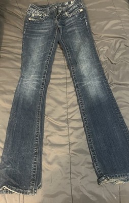 Miss Me JW518Q7 Bootcut Jeans Women's 25 Medium Wash Bling Stretch Denim