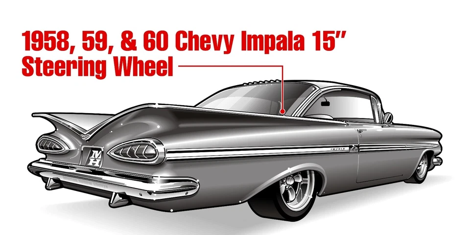 58 59 60 Chevy Impala 15 «руль 1958 1959 1960 Chevrolet новый - Изображение 2 из 4