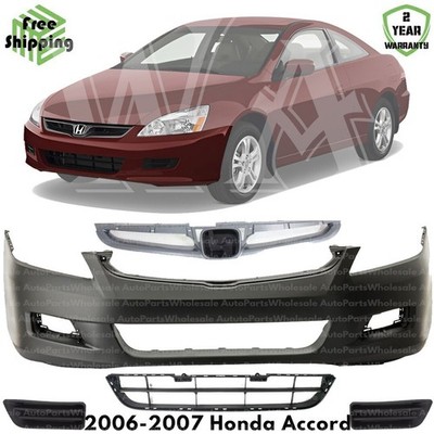 Front Bumper Cover Fascia & Grille Assembly Kit For 2006-2007 Honda Accord