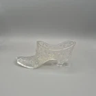 Vintage Fenton Art Glass Clear Daisy & Button Shoe Slipper