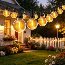150FT Festoon Garden Lights Mains Powered LED G40 Bulbs Outdoor String Lights UK