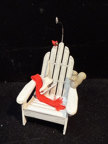 NEW Hallmark Ornament A Winter Perch 2006 Garden Chair Squirrel Cardinal Skates - Picture 3 of 5