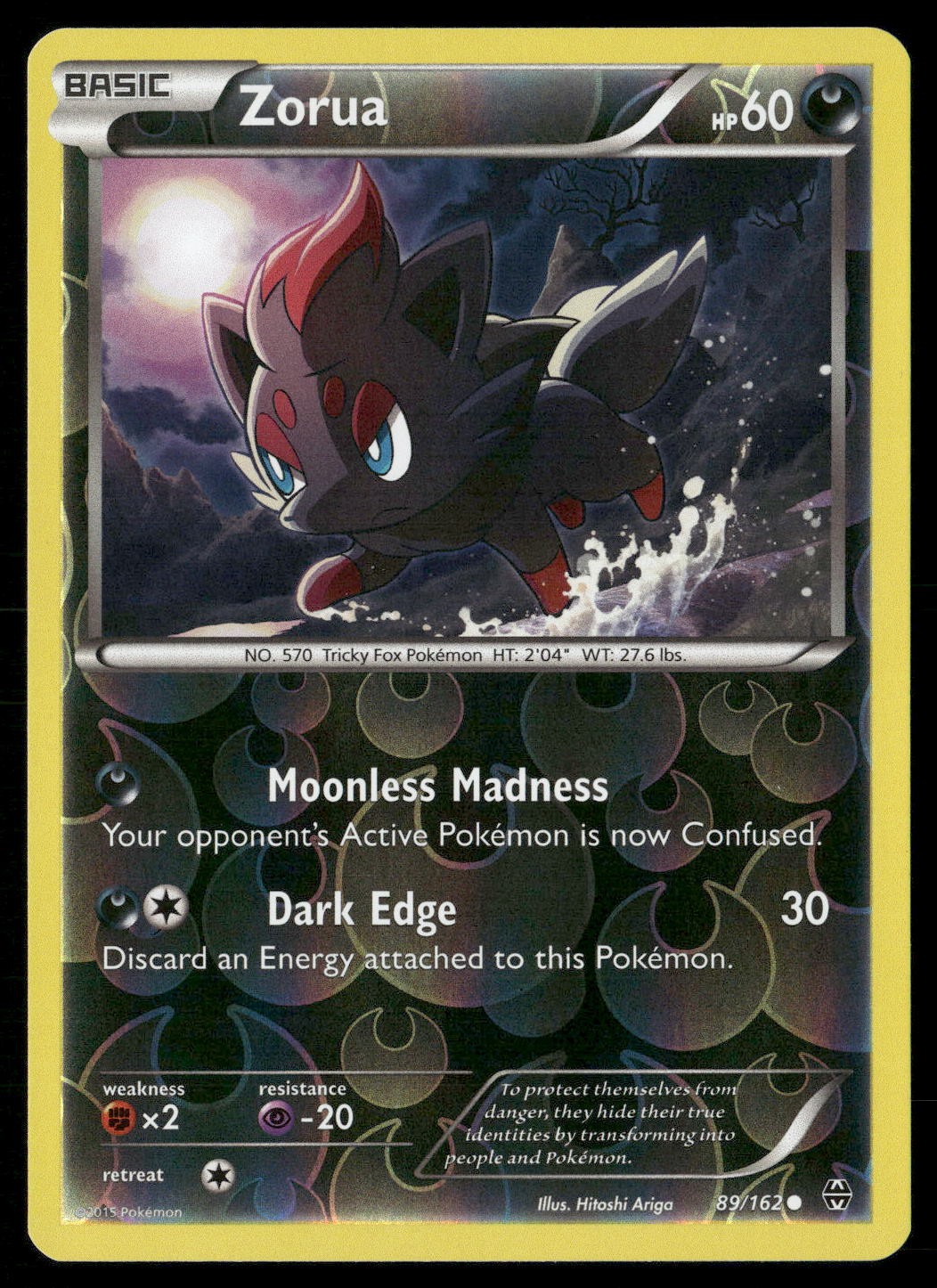Zorua 89/162 Common BREAKthrough Pokemon Reverse Holo Lightly Played