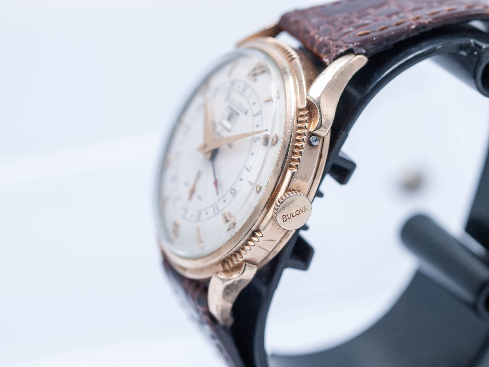 1955 - Bulova 23 Pointer Day Date 23j Men's 34mm Automatic Watch 10k Gold Filled image 5