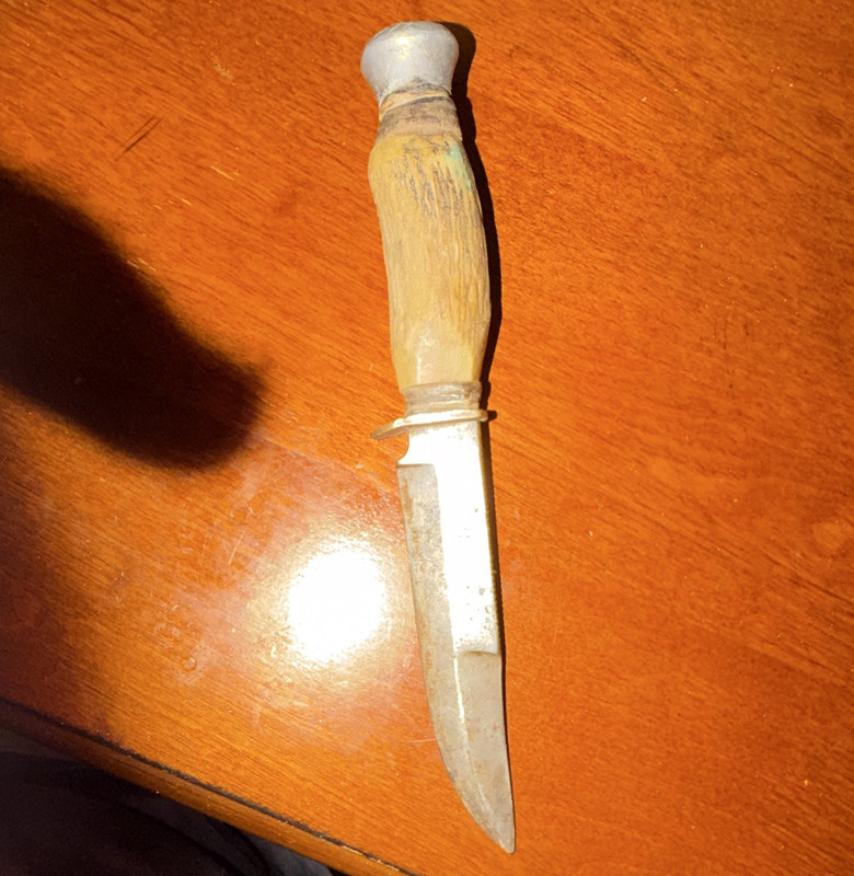 Fixed Blade Knife Plain Edge Silver Blade Wood Handle Ambidextrous