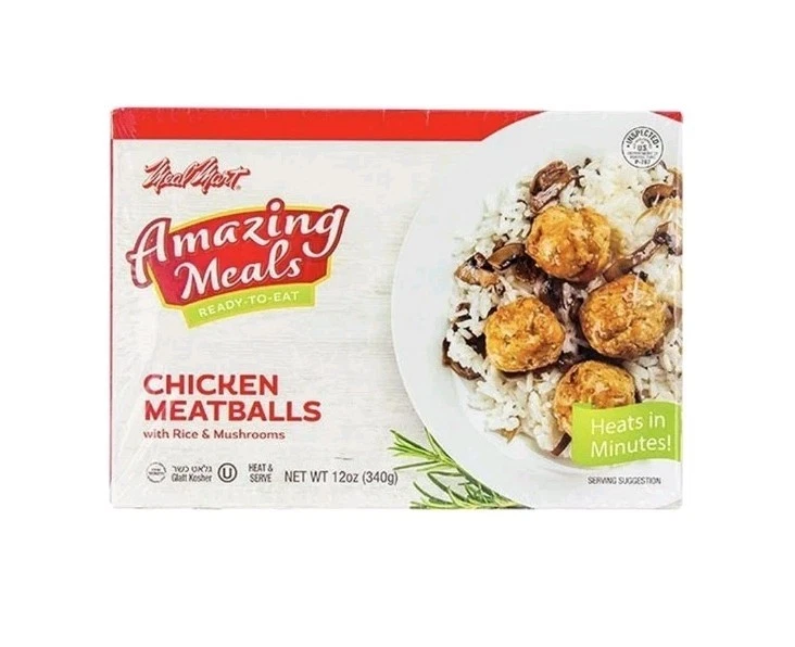 2x Shelf-Stable Glatt Kosher Chicken Meatballs Microwave 12oz Meal Mart Meals