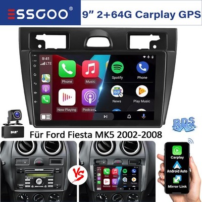 DAB+ Für Ford Fiesta V 2002-2008 Android 14 2+64GB Autoradio Carplay GPS +Kamera