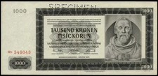i-200319 Bohemia & Moravia 1000 Korun 1942 Specimen AU+