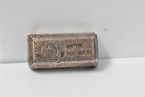 RARE Vintage OMEGA M&B Mining Hand Poured 5 oz 999 Fine Silver Bar Lot of 2