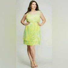 Lane Bryant Yellow and Green Knee Length Sleeveless Sundress Sz 22/24