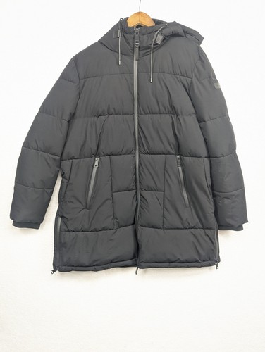 DKNY JEANS Women's Hooded Black Parka Coat Puffer Full Zip XL