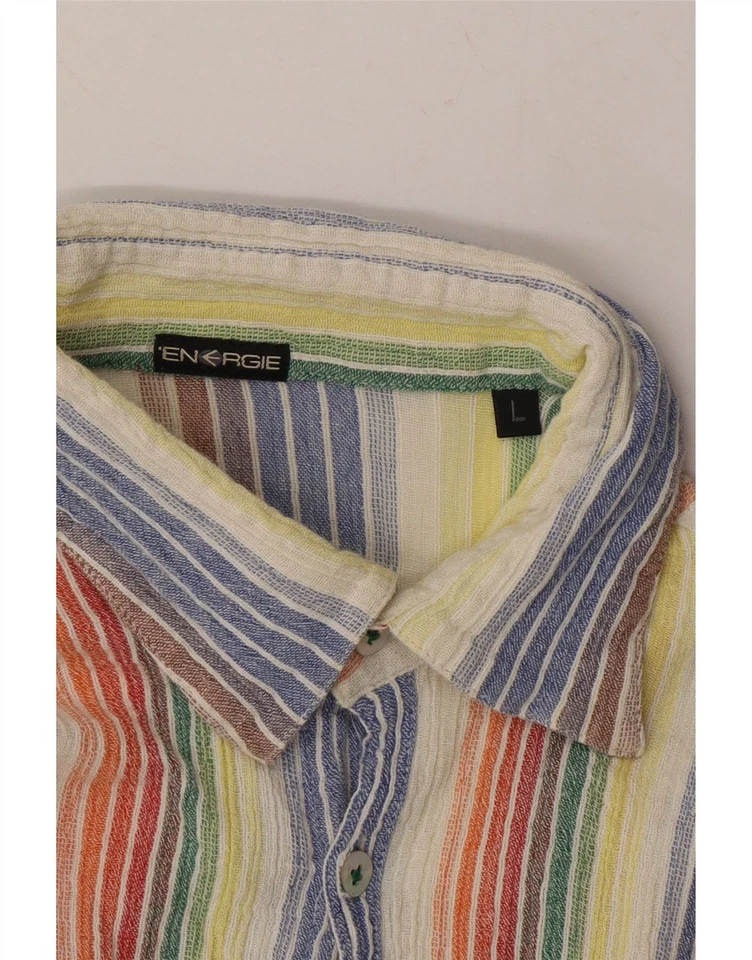 ENERGIE женская рубашка платье Великобритании 14 большой разноцветный в полоску хлопок DN03 - Изображение 3 из 3