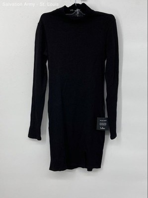 Lulus Womens Black Long Sleeve Mock Neck Knitted Sweater Dress Size Medium