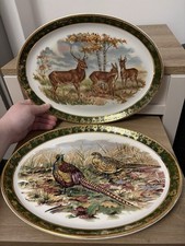 Weatherby Hanley England Royal Falcon Ware Deer Family And Pheasant Platters