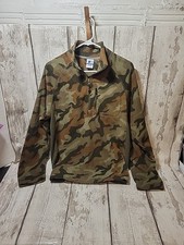Vintage starter camouflage Fleece 1/4 Pullover Mens Med 38-40 Camo Green EUC