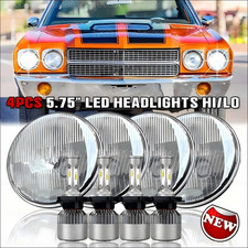 For Chevy Impala El Camino 4pcs 5.75 5 34 Led Headlights Hilo Sealed Beam